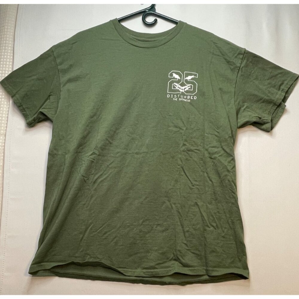 Disturbed The Sickness shirt mens XL 25th anniversary music tour olive green